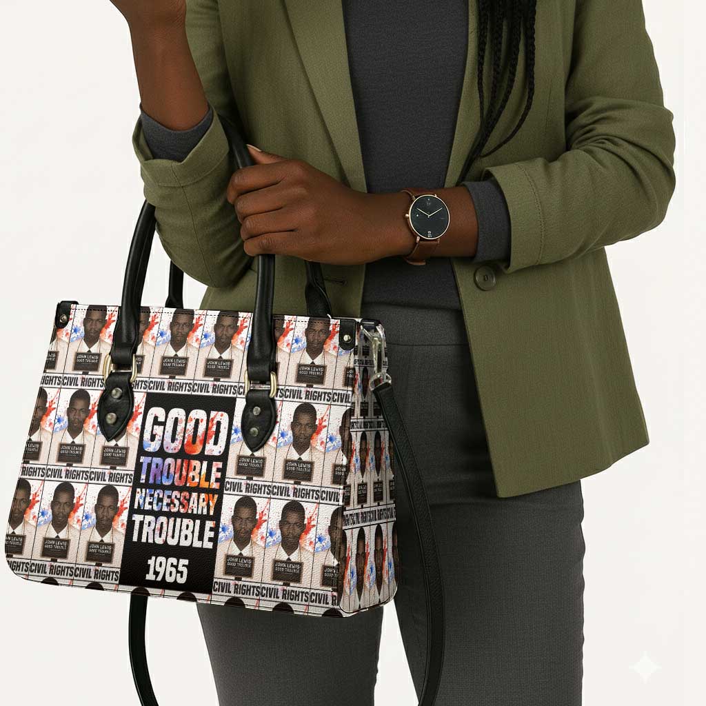 John Lewis Leather Bag with Mugshot Collage Design Civil Rights Portrait Good Trouble Tribute - Wonder Print Shop