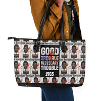 John Lewis Leather Tote Bag with Mugshot Collage Design Civil Rights Portrait Good Trouble Tribute - Wonder Print Shop