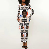 John Lewis Long Sleeve Bodycon Dress with Mugshot Collage Design Civil Rights Portrait Good Trouble Tribute - Wonder Print Shop