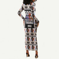 John Lewis Long Sleeve Bodycon Dress with Mugshot Collage Design Civil Rights Portrait Good Trouble Tribute - Wonder Print Shop