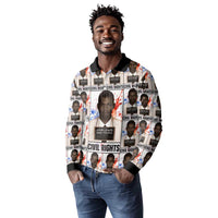 John Lewis Long Sleeve Polo Shirt with Mugshot Collage Design Civil Rights Portrait Good Trouble Tribute - Wonder Print Shop