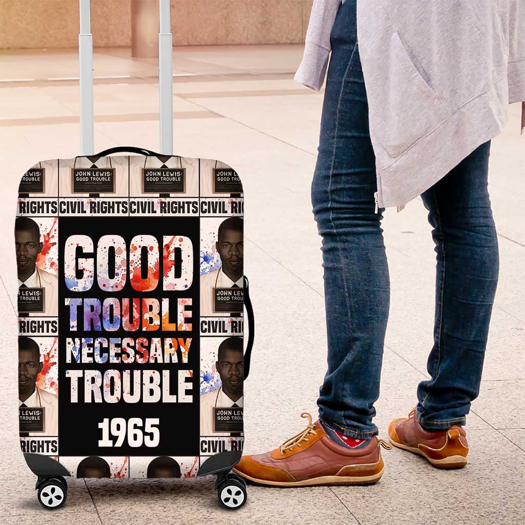 John Lewis Luggage Cover with Mugshot Collage Design Civil Rights Portrait Good Trouble Tribute - Wonder Print Shop