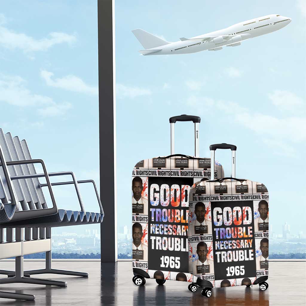 John Lewis Luggage Cover with Mugshot Collage Design Civil Rights Portrait Good Trouble Tribute - Wonder Print Shop