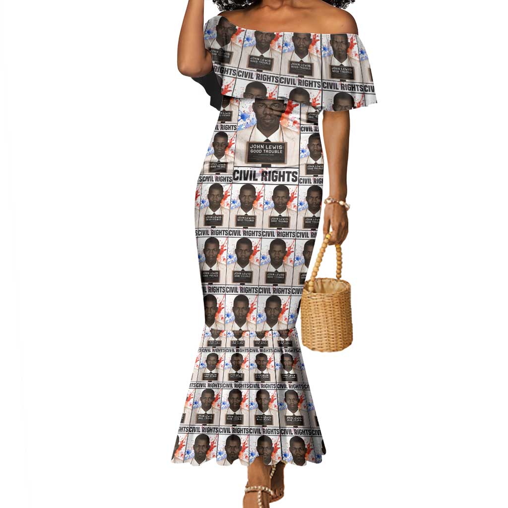 John Lewis Mermaid Dress with Mugshot Collage Design Civil Rights Portrait Good Trouble Tribute - Wonder Print Shop
