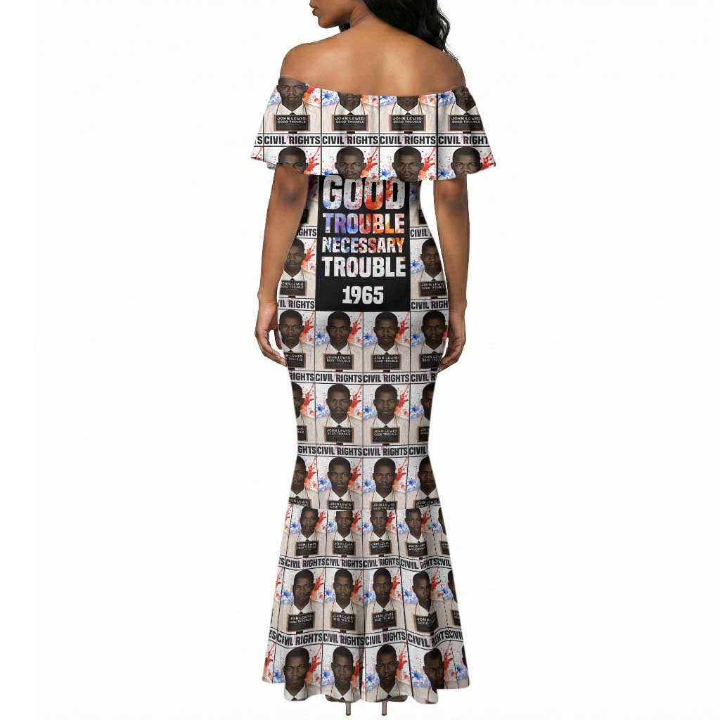 John Lewis Mermaid Dress with Mugshot Collage Design Civil Rights Portrait Good Trouble Tribute - Wonder Print Shop
