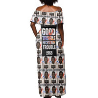 John Lewis Off Shoulder Maxi Dress with Mugshot Collage Design Civil Rights Portrait Good Trouble Tribute - Wonder Print Shop