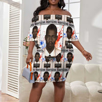 John Lewis Off Shoulder Short Dress with Mugshot Collage Design Civil Rights Portrait Good Trouble Tribute - Wonder Print Shop
