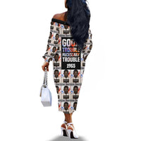 John Lewis Off The Shoulder Long Sleeve Dress with Mugshot Collage Design Civil Rights Portrait Good Trouble Tribute - Wonder Print Shop