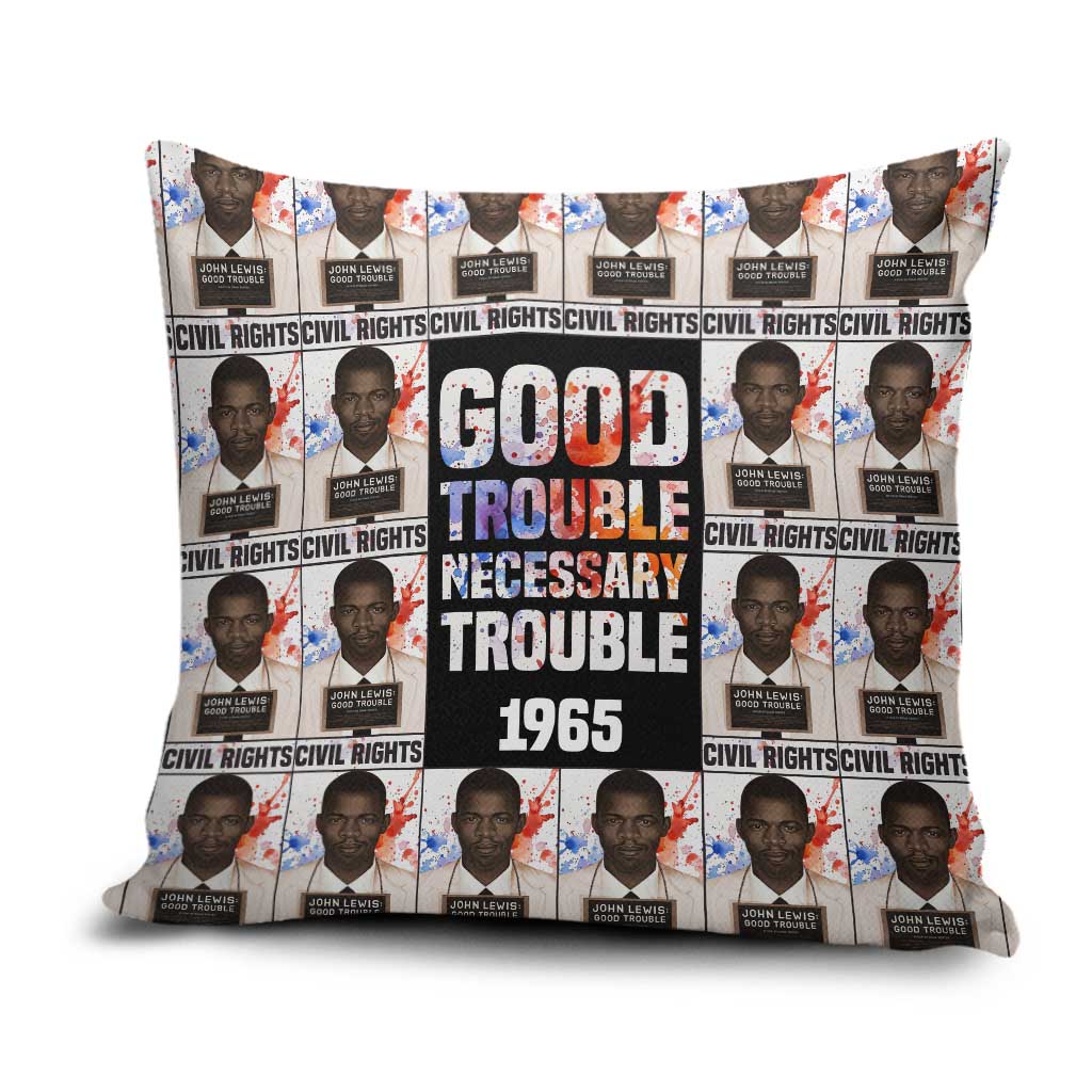 John Lewis Pillow Cover with Mugshot Collage Design Civil Rights Portrait Good Trouble Tribute - Wonder Print Shop
