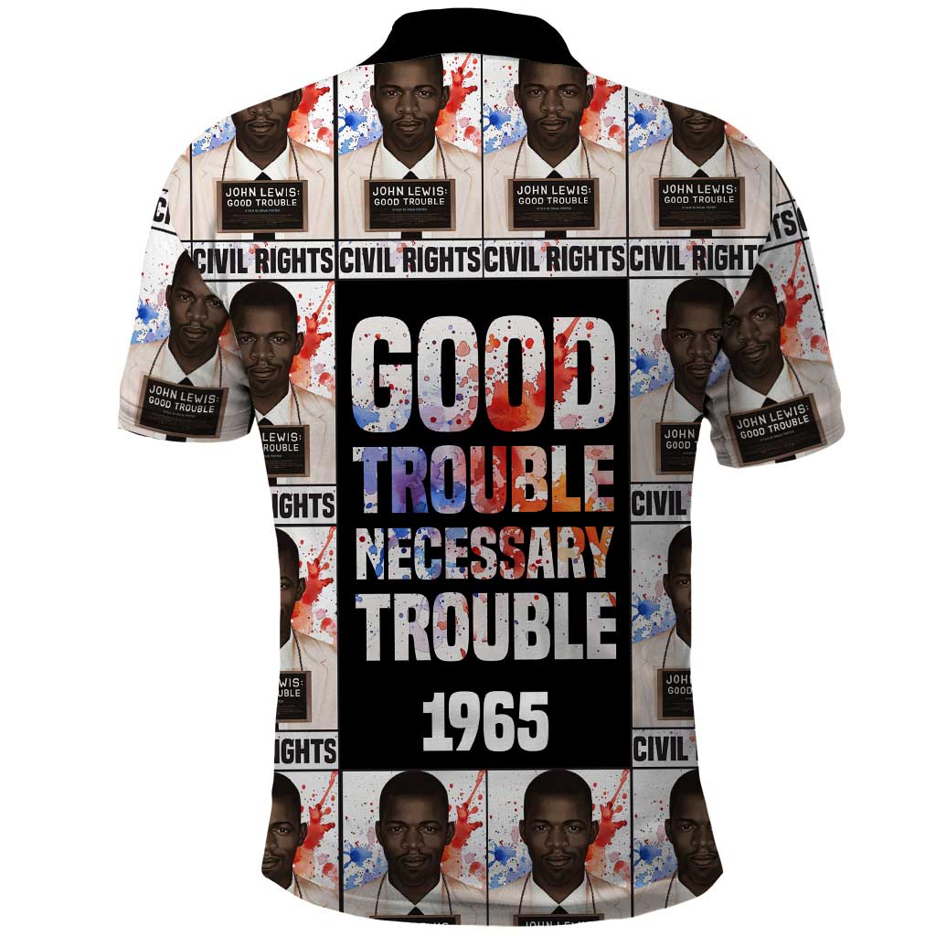 John Lewis Polo Shirt with Mugshot Collage Design Civil Rights Portrait Good Trouble Tribute - Wonder Print Shop