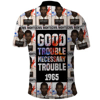 John Lewis Polo Shirt with Mugshot Collage Design Civil Rights Portrait Good Trouble Tribute - Wonder Print Shop