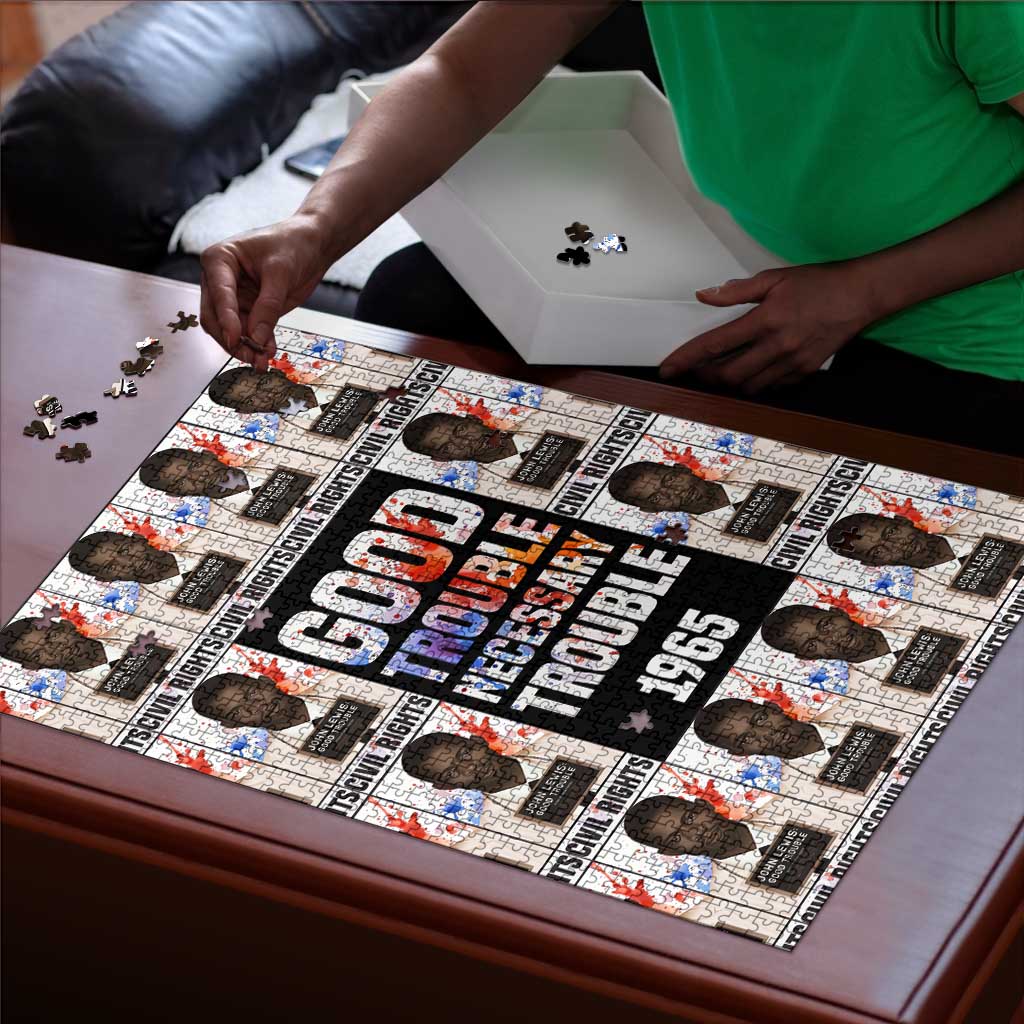 John Lewis Puzzle with Mugshot Collage Design Civil Rights Portrait Good Trouble Tribute - Wonder Print Shop