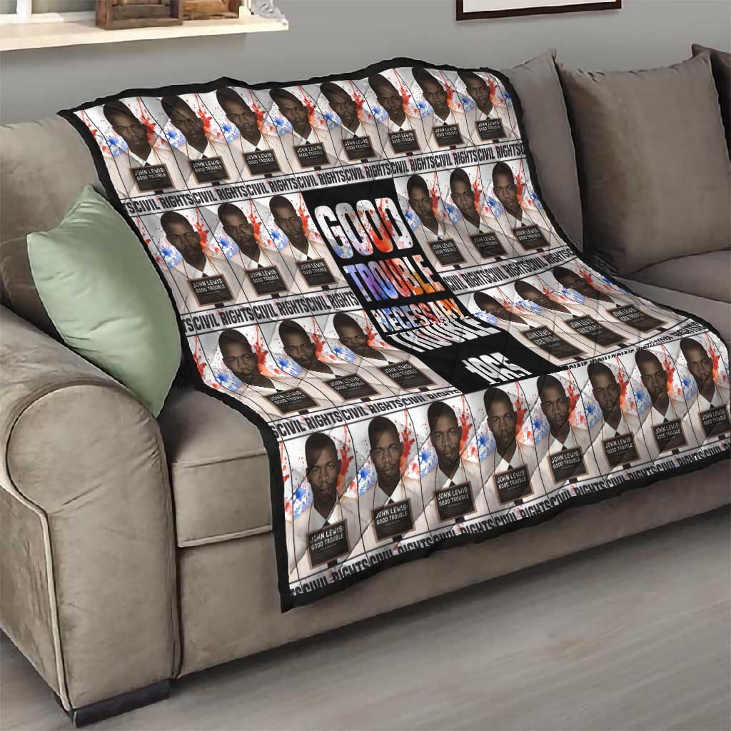 John Lewis Quilt with Mugshot Collage Design Civil Rights Portrait Good Trouble Tribute - Wonder Print Shop