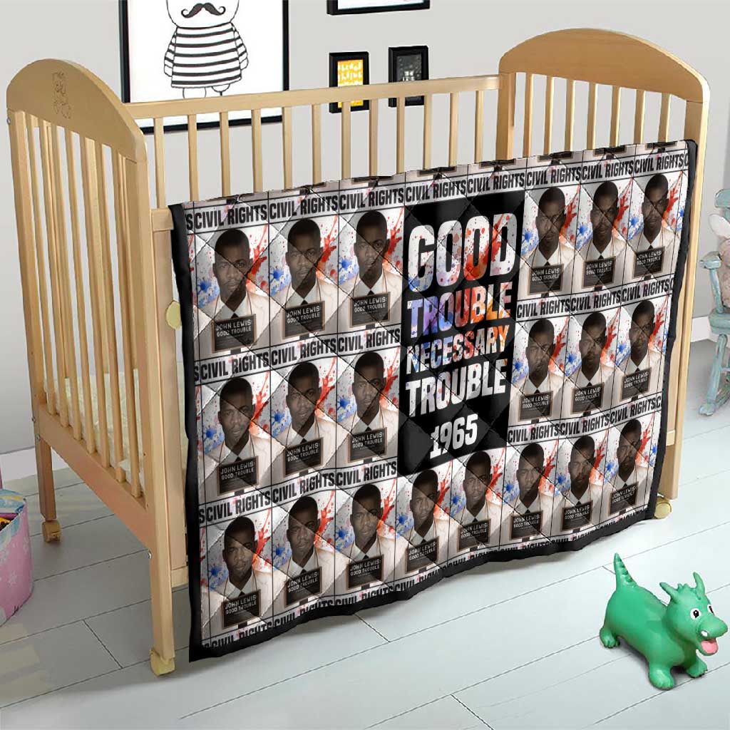John Lewis Quilt with Mugshot Collage Design Civil Rights Portrait Good Trouble Tribute - Wonder Print Shop