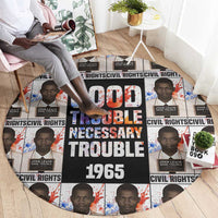 John Lewis Round Carpet with Mugshot Collage Design Civil Rights Portrait Good Trouble Tribute - Wonder Print Shop