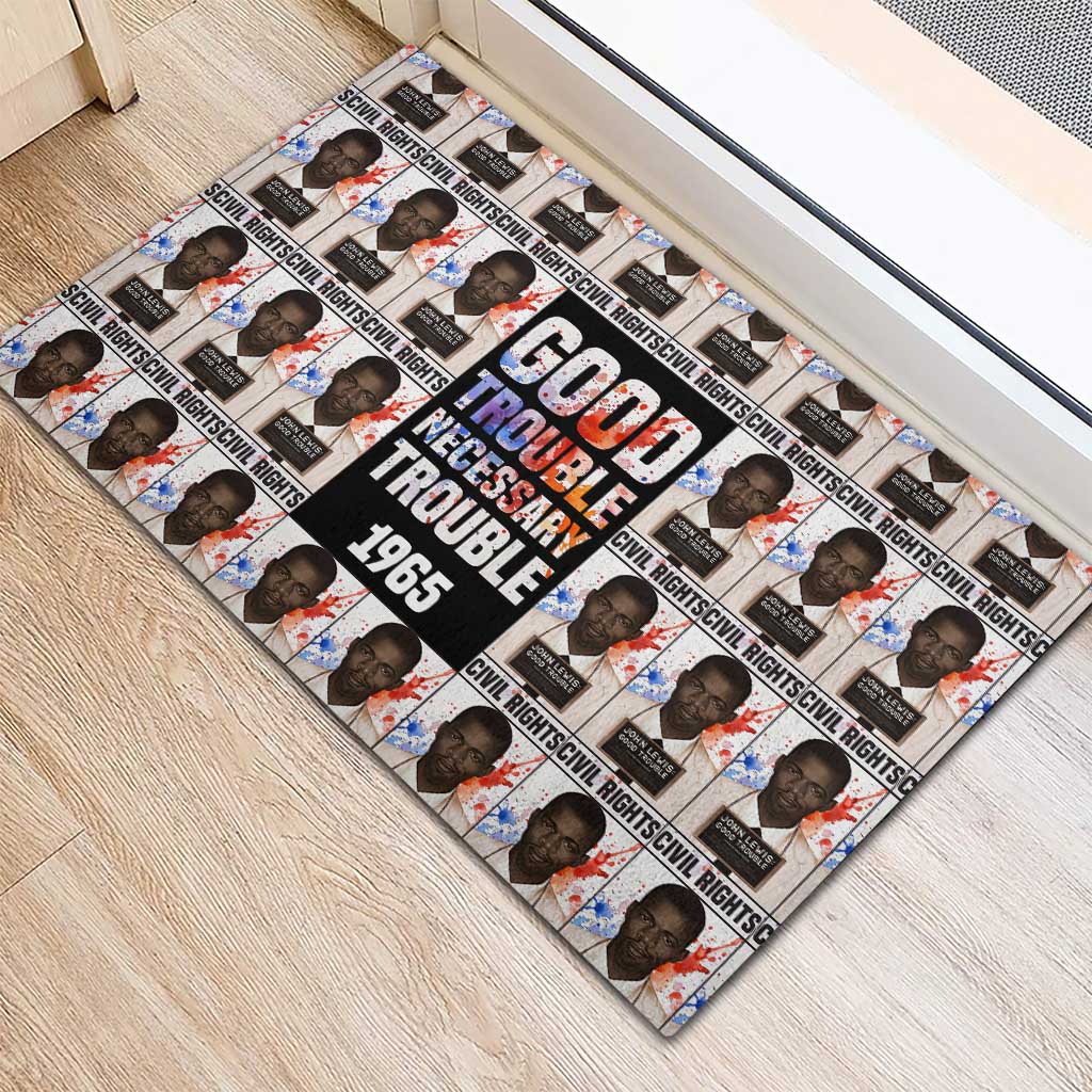 John Lewis Rubber Doormat with Mugshot Collage Design Civil Rights Portrait Good Trouble Tribute - Wonder Print Shop