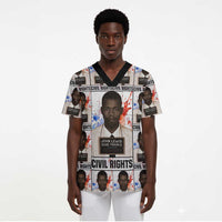 John Lewis Scrub Top with Mugshot Collage Design Civil Rights Portrait Good Trouble Tribute - Wonder Print Shop