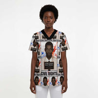 John Lewis Scrub Top with Mugshot Collage Design Civil Rights Portrait Good Trouble Tribute - Wonder Print Shop