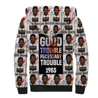 John Lewis Sherpa Hoodie with Mugshot Collage Design Civil Rights Portrait Good Trouble Tribute - Wonder Print Shop