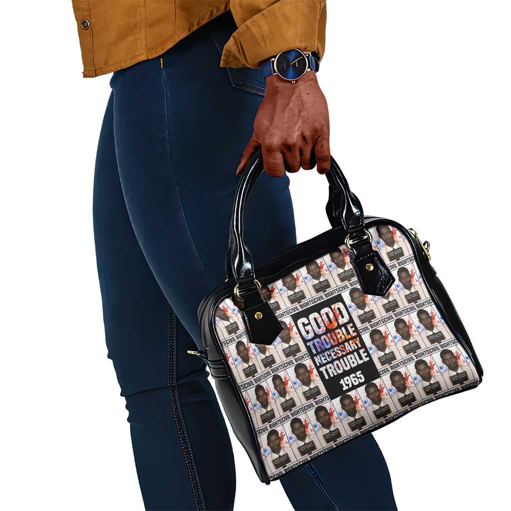 John Lewis Shoulder Handbag with Mugshot Collage Design Civil Rights Portrait Good Trouble Tribute - Wonder Print Shop