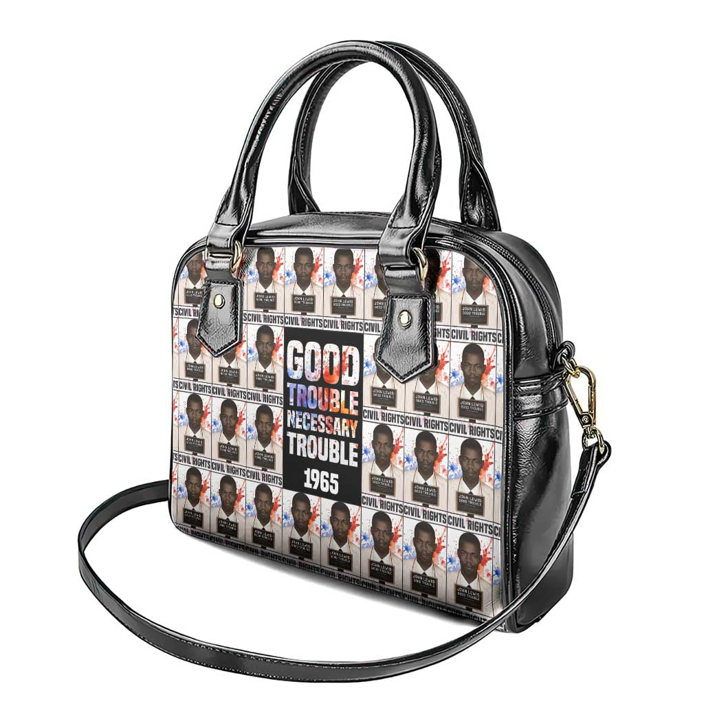 John Lewis Shoulder Handbag with Mugshot Collage Design Civil Rights Portrait Good Trouble Tribute - Wonder Print Shop