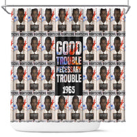 John Lewis Shower Curtain with Mugshot Collage Design Civil Rights Portrait Good Trouble Tribute - Wonder Print Shop