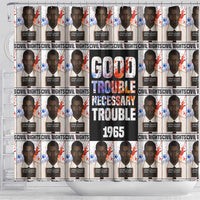 John Lewis Shower Curtain with Mugshot Collage Design Civil Rights Portrait Good Trouble Tribute - Wonder Print Shop