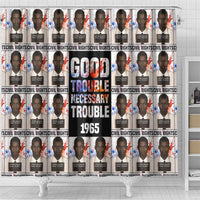 John Lewis Shower Curtain with Mugshot Collage Design Civil Rights Portrait Good Trouble Tribute - Wonder Print Shop