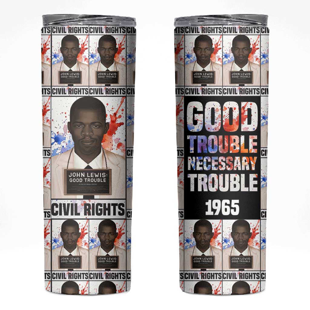 John Lewis Skinny Tumbler with Mugshot Collage Design Civil Rights Portrait Good Trouble Tribute - Wonder Print Shop