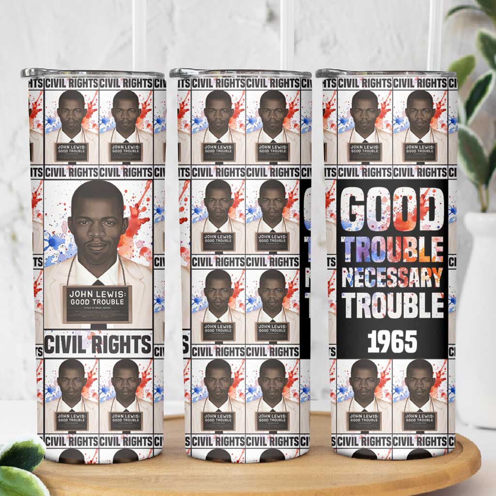 John Lewis Skinny Tumbler with Mugshot Collage Design Civil Rights Portrait Good Trouble Tribute - Wonder Print Shop