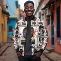 John Lewis Sleeve Zip Bomber Jacket with Mugshot Collage Design Civil Rights Portrait Good Trouble Tribute - Wonder Print Shop