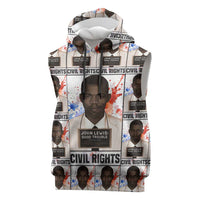 John Lewis Sleeveless Hoodie with Mugshot Collage Design Civil Rights Portrait Good Trouble Tribute - Wonder Print Shop