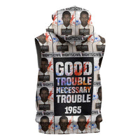 John Lewis Sleeveless Hoodie with Mugshot Collage Design Civil Rights Portrait Good Trouble Tribute - Wonder Print Shop