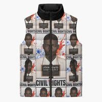 John Lewis Sleeveless Puffer Jacket with Mugshot Collage Design Civil Rights Portrait Good Trouble Tribute - Wonder Print Shop