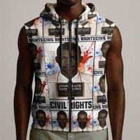 John Lewis Sleeveless Zip Hoodie with Mugshot Collage Design Civil Rights Portrait Good Trouble Tribute - Wonder Print Shop