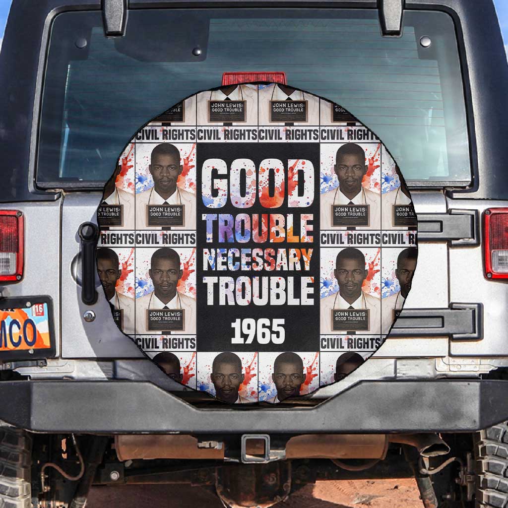 John Lewis Spare Tire Cover with Mugshot Collage Design Civil Rights Portrait Good Trouble Tribute - Wonder Print Shop