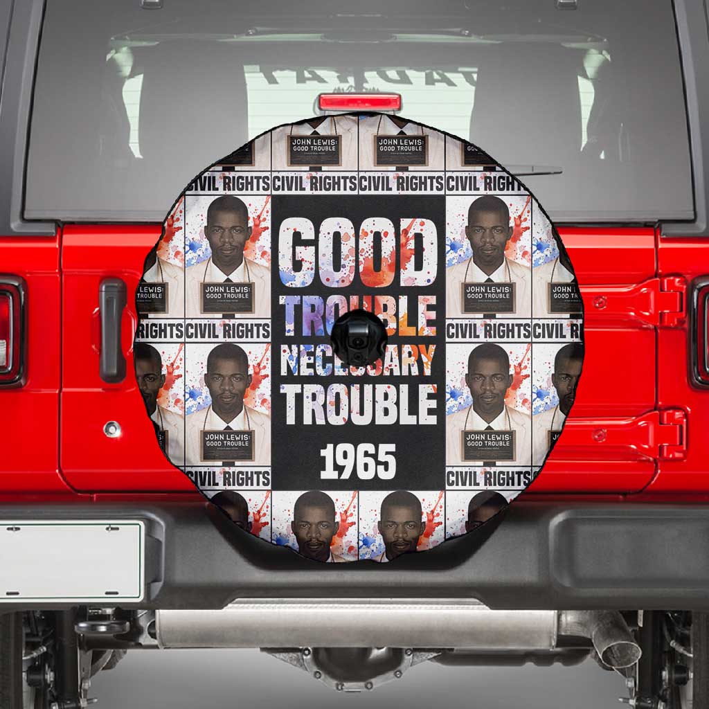 John Lewis Spare Tire Cover with Mugshot Collage Design Civil Rights Portrait Good Trouble Tribute - Wonder Print Shop