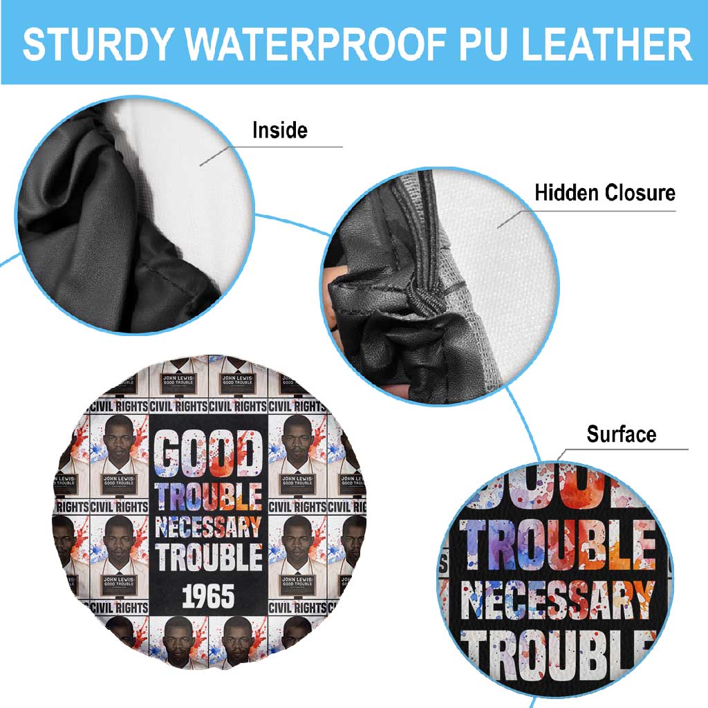 John Lewis Spare Tire Cover with Mugshot Collage Design Civil Rights Portrait Good Trouble Tribute - Wonder Print Shop