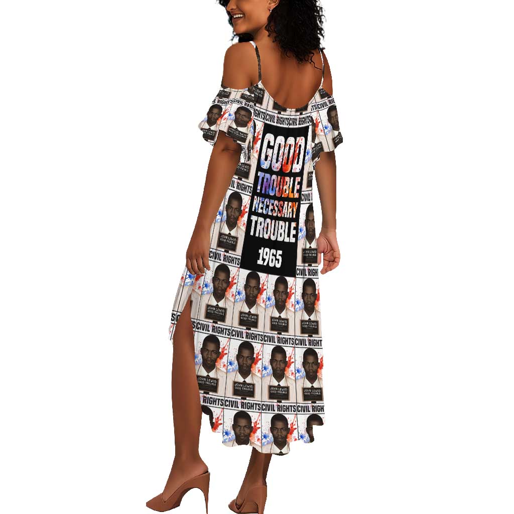 John Lewis Summer Maxi Dress with Mugshot Collage Design Civil Rights Portrait Good Trouble Tribute - Wonder Print Shop