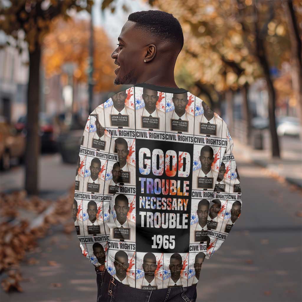 John Lewis Sweatshirt with Mugshot Collage Design Civil Rights Portrait Good Trouble Tribute - Wonder Print Shop