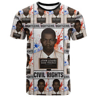 John Lewis T shirt with Mugshot Collage Design Civil Rights Portrait Good Trouble Tribute - Wonder Print Shop