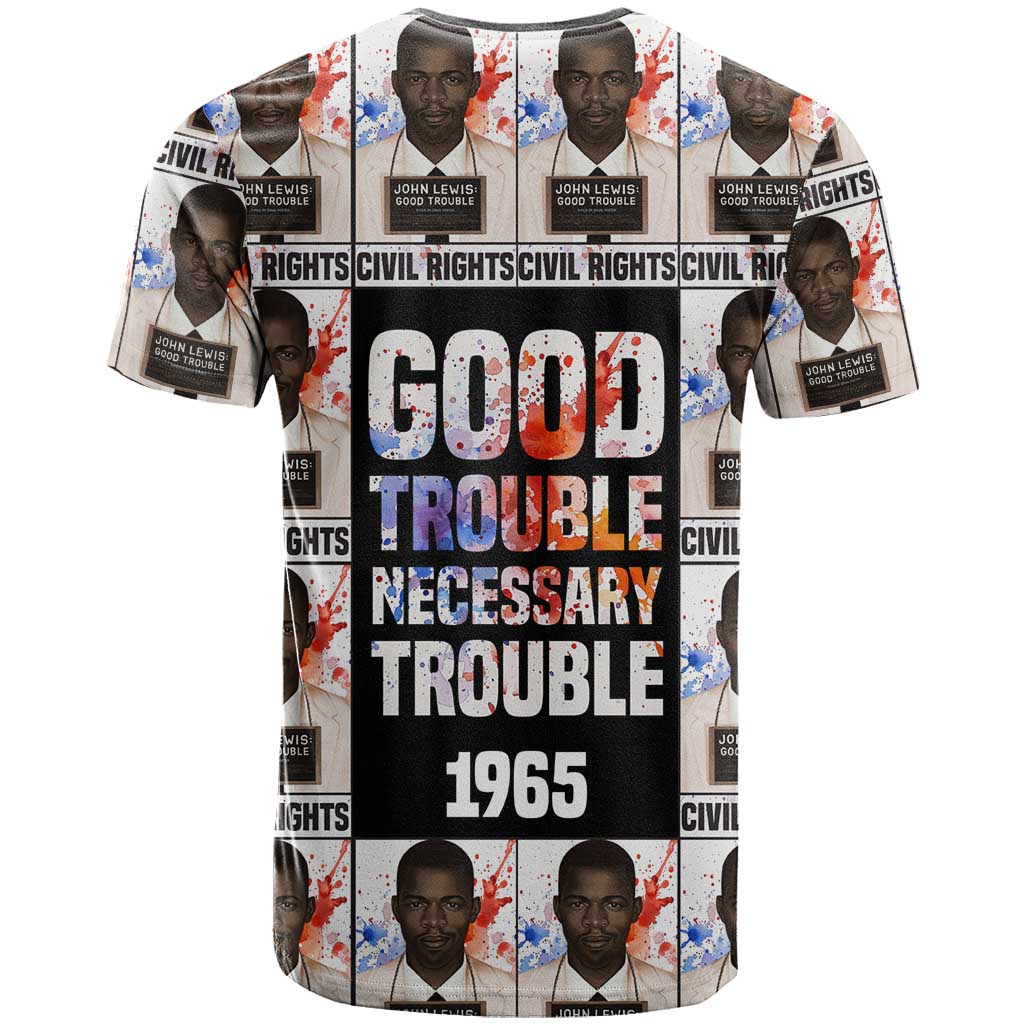 John Lewis T shirt with Mugshot Collage Design Civil Rights Portrait Good Trouble Tribute - Wonder Print Shop