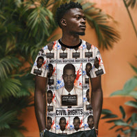John Lewis T shirt with Mugshot Collage Design Civil Rights Portrait Good Trouble Tribute - Wonder Print Shop