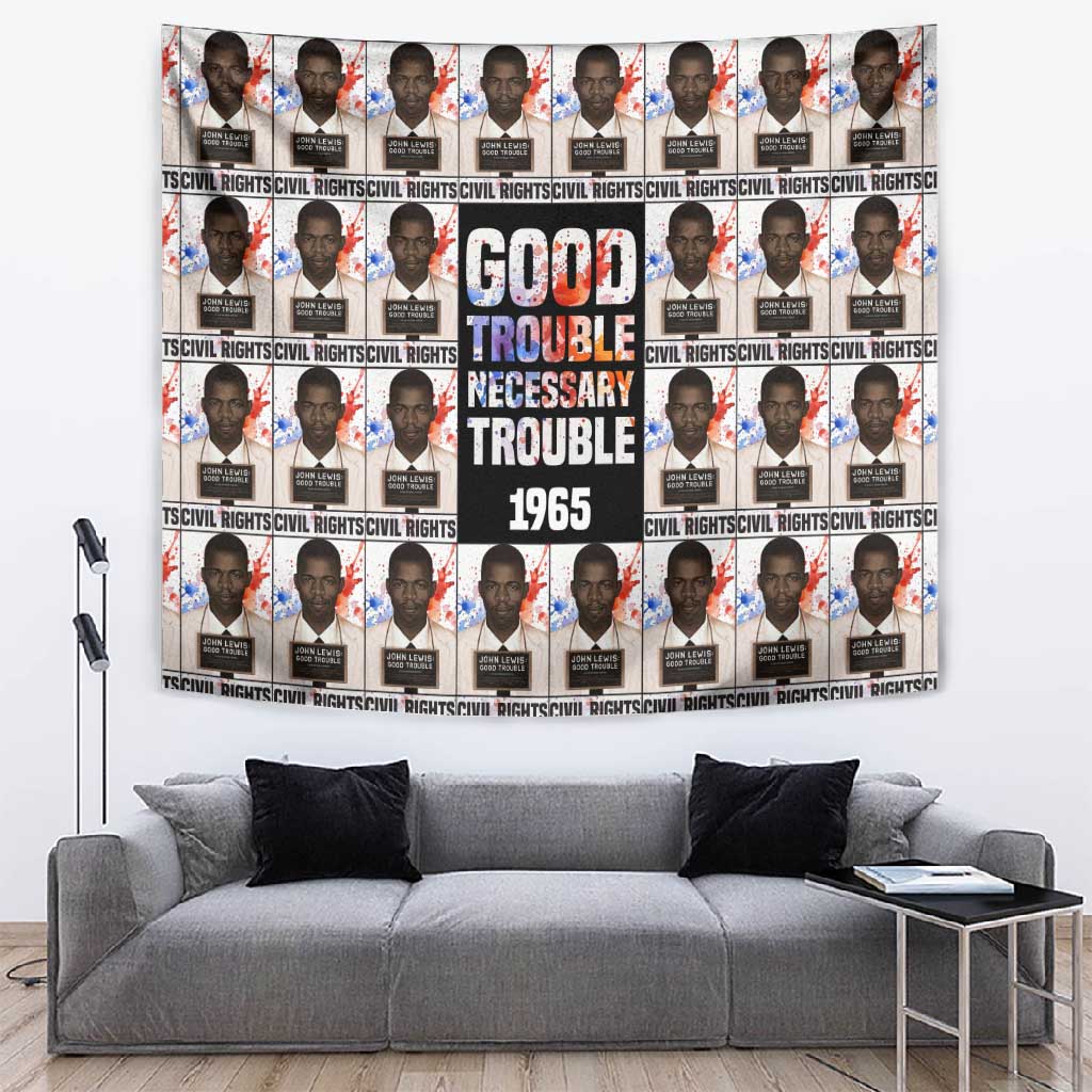 John Lewis Tapestry with Mugshot Collage Design Civil Rights Portrait Good Trouble Tribute - Wonder Print Shop