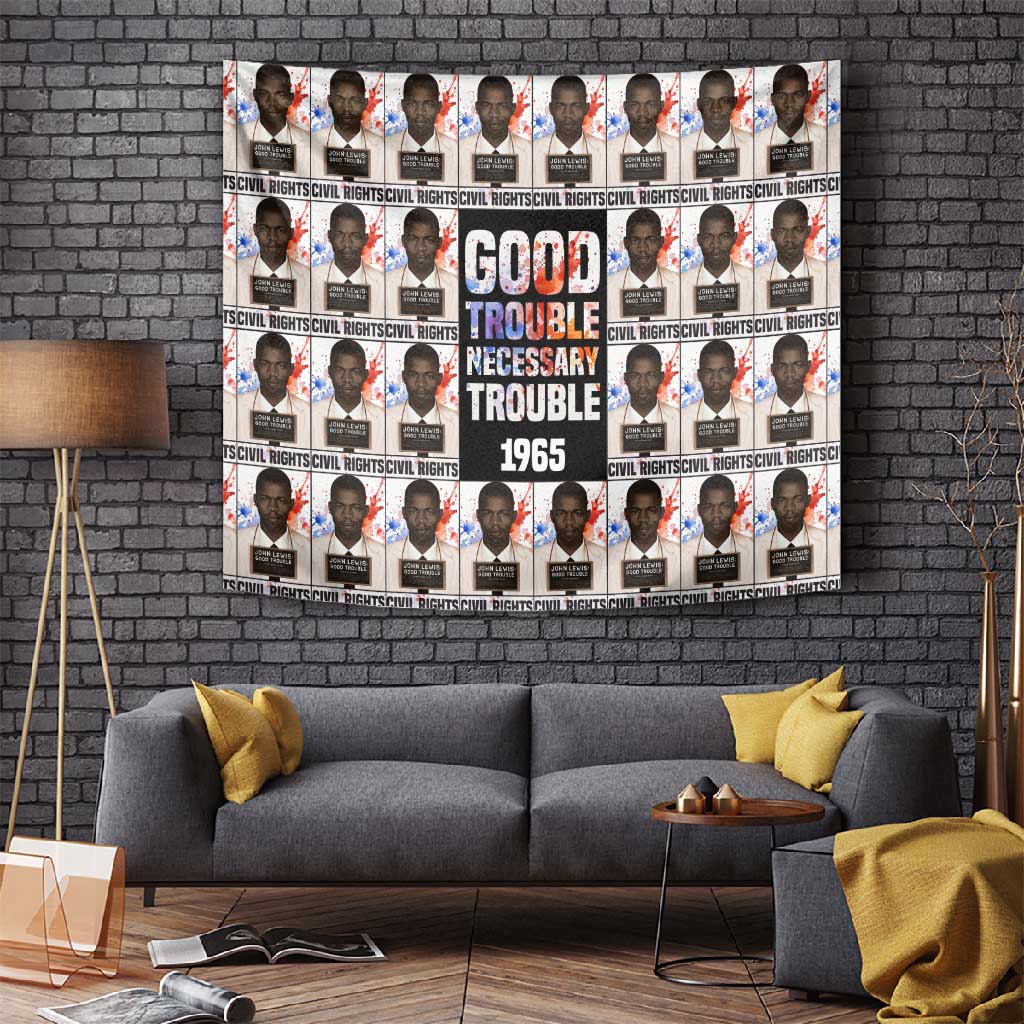 John Lewis Tapestry with Mugshot Collage Design Civil Rights Portrait Good Trouble Tribute - Wonder Print Shop
