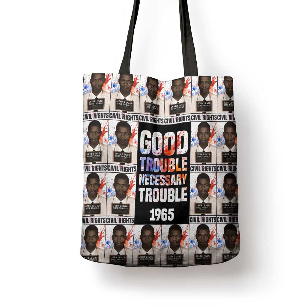 John Lewis Tote Bag with Mugshot Collage Design Civil Rights Portrait Good Trouble Tribute - Wonder Print Shop