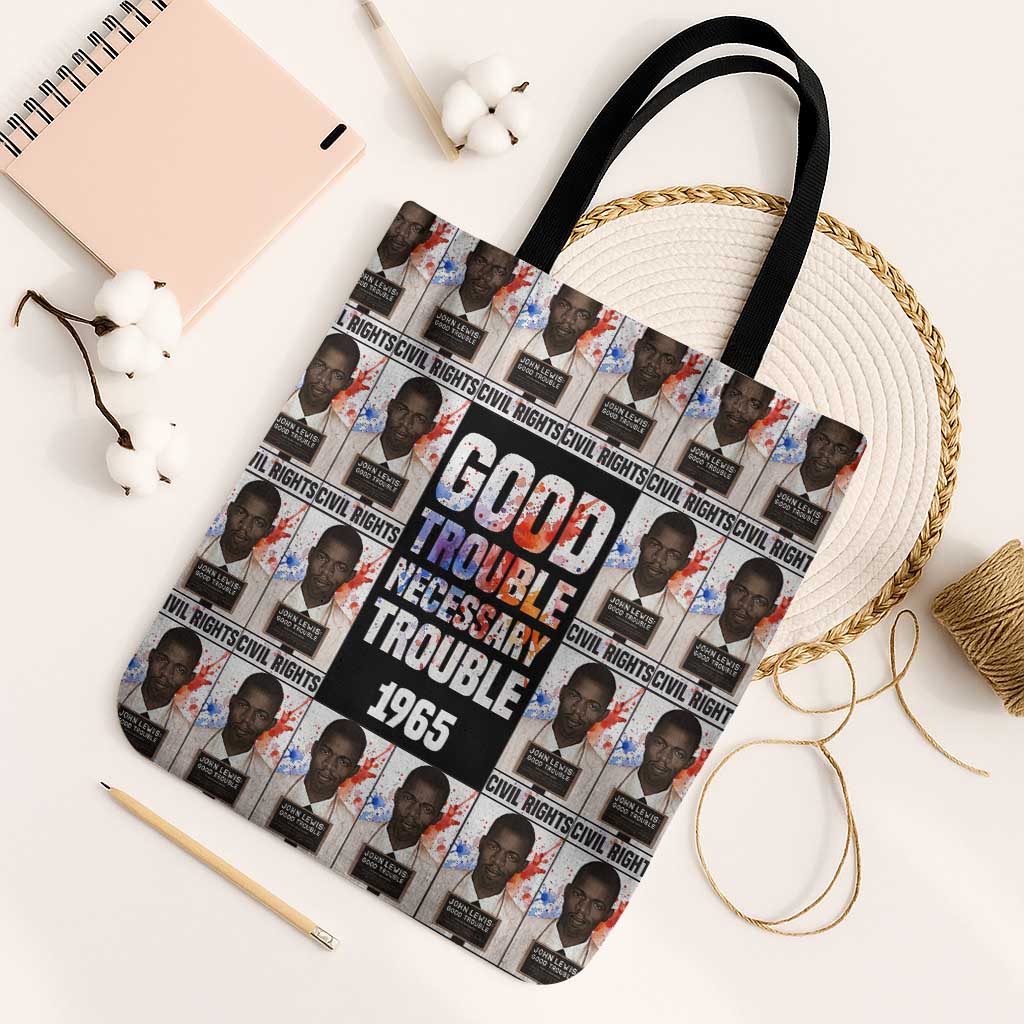 John Lewis Tote Bag with Mugshot Collage Design Civil Rights Portrait Good Trouble Tribute - Wonder Print Shop