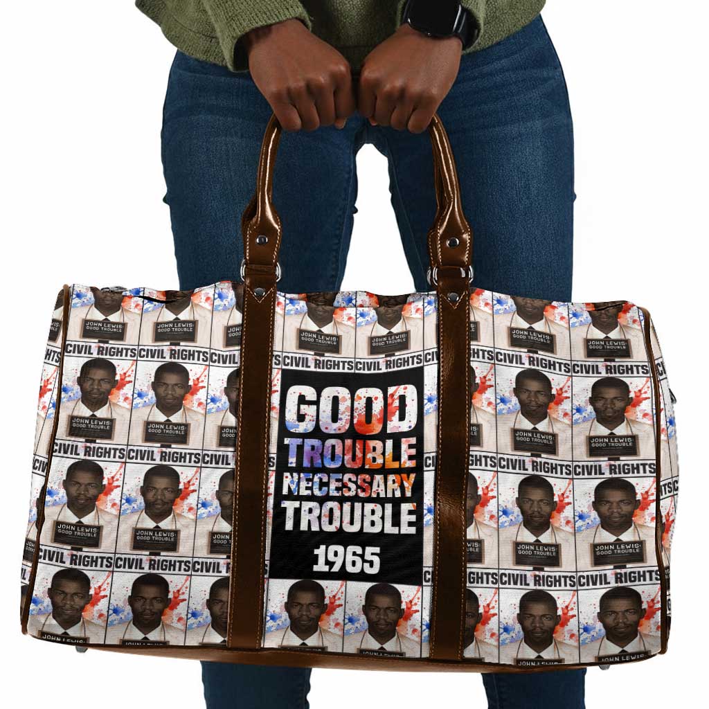 John Lewis Travel Bag with Mugshot Collage Design Civil Rights Portrait Good Trouble Tribute - Wonder Print Shop