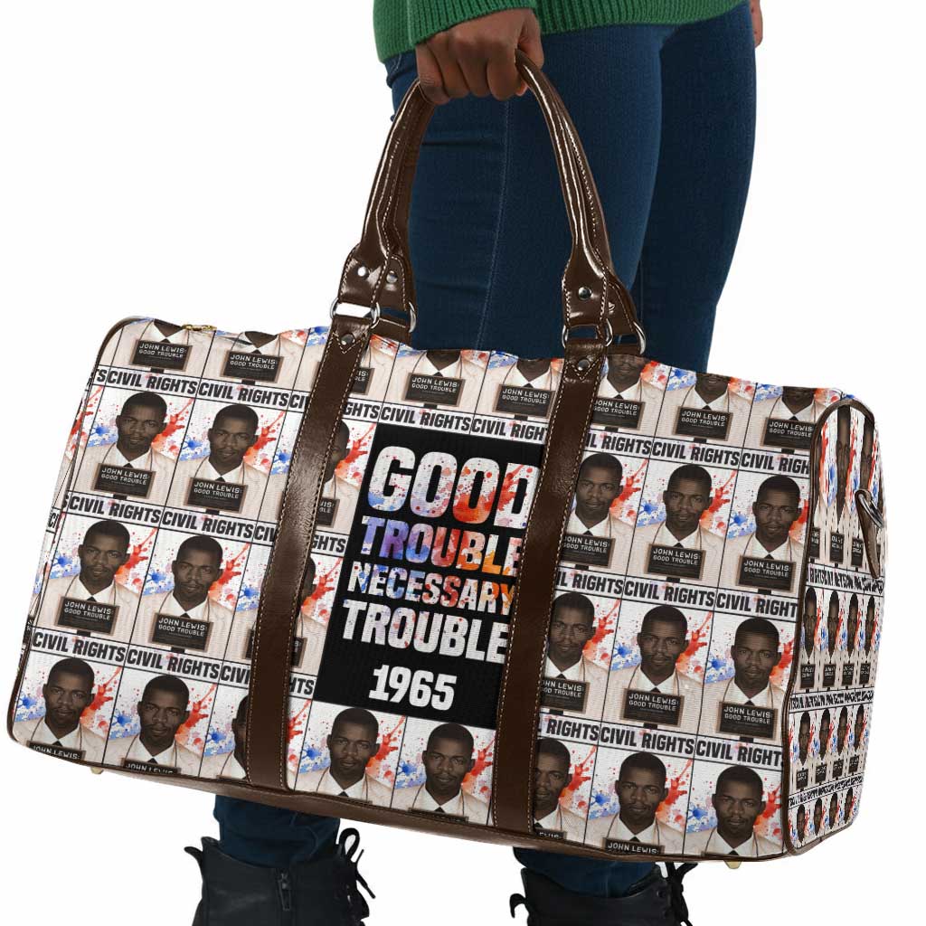 John Lewis Travel Bag with Mugshot Collage Design Civil Rights Portrait Good Trouble Tribute - Wonder Print Shop