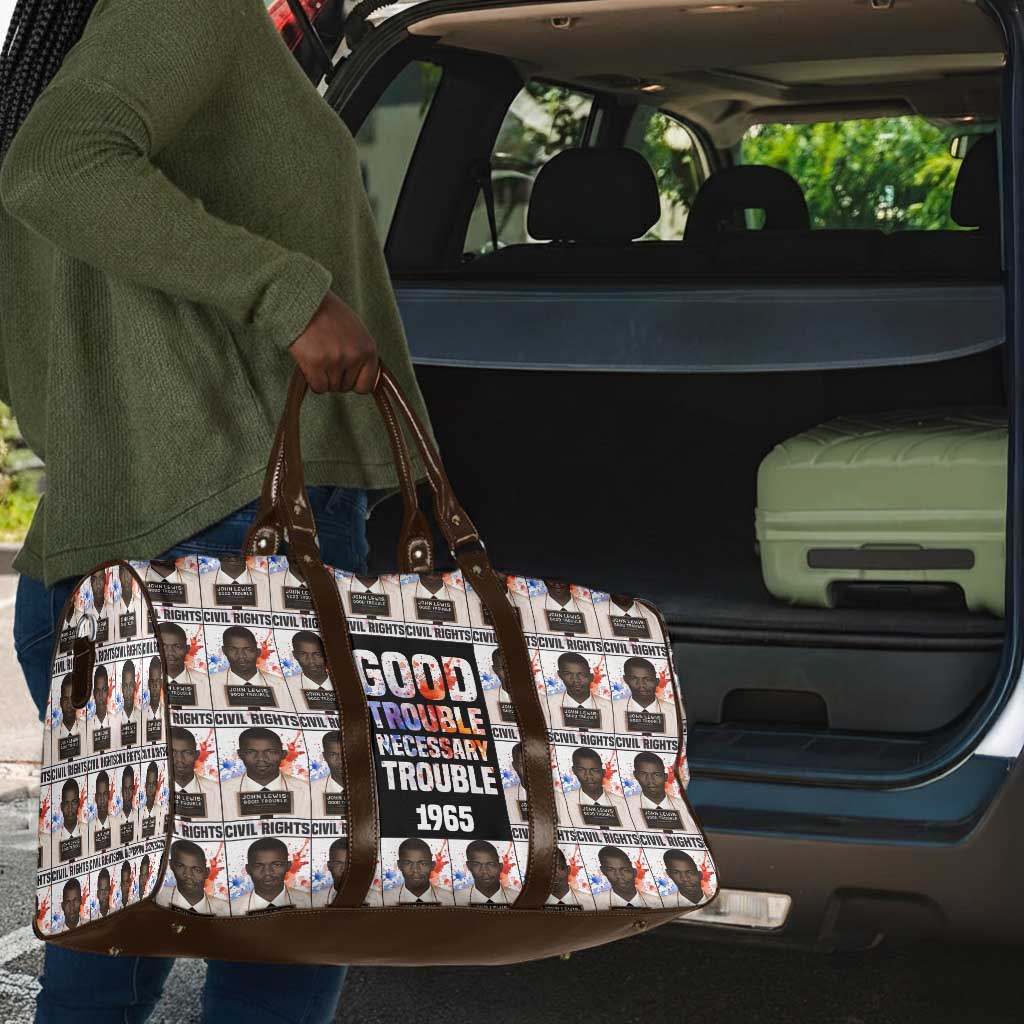 John Lewis Travel Bag with Mugshot Collage Design Civil Rights Portrait Good Trouble Tribute - Wonder Print Shop
